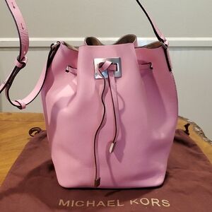 Like NEW Michael Kors Collection Miranda Bucket Tote Oleander